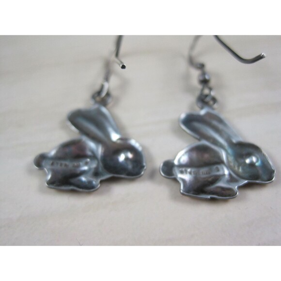 Sterling Rabbit Earrings Vintage Silver Bunny - Picture 9 of 16